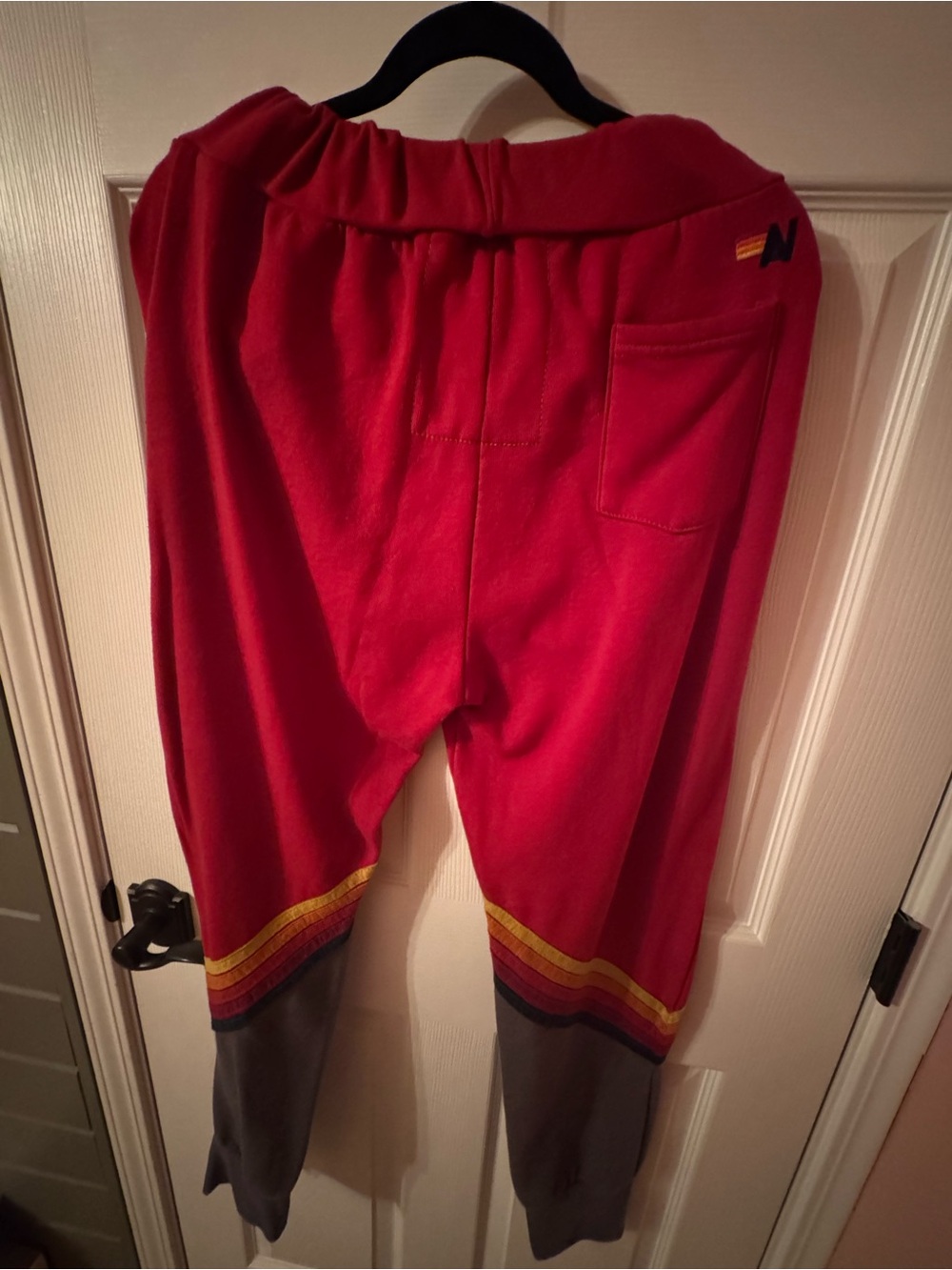Aviator Nation SET Red & Gray Crop Hoodie (XS) Sweatpants (M) w/classic Stripe - Picture 9 of 11